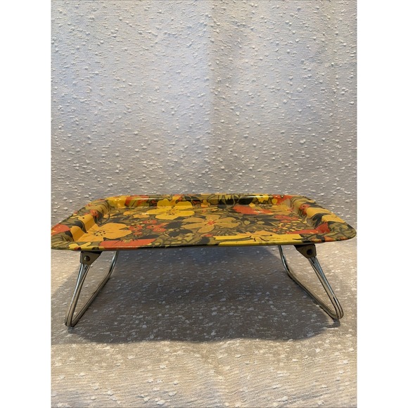 MCM Vintage Flower Power Lap Tray With Folding Legs 1960's - Picture 2 of 12